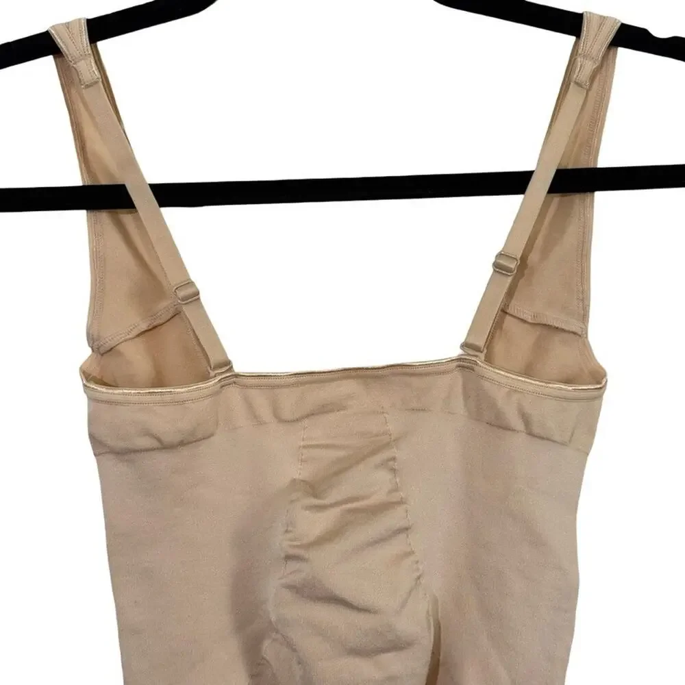 Assets by Spanx Shaping Open-Bust Bodysuit Beige Style 10247R Shaper Shapewear L